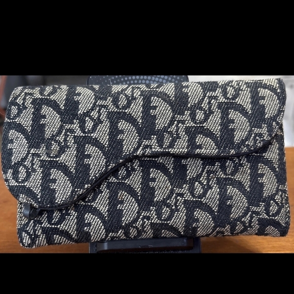 Dior Handbags - AUTHENTIC Christian Dior 'CD' FABRIC Black Leather Card Holder HI LOW WALLET